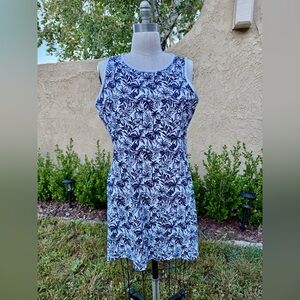 Tommy Bahama Navy Blue and White IslandZone Tropical ALine dress